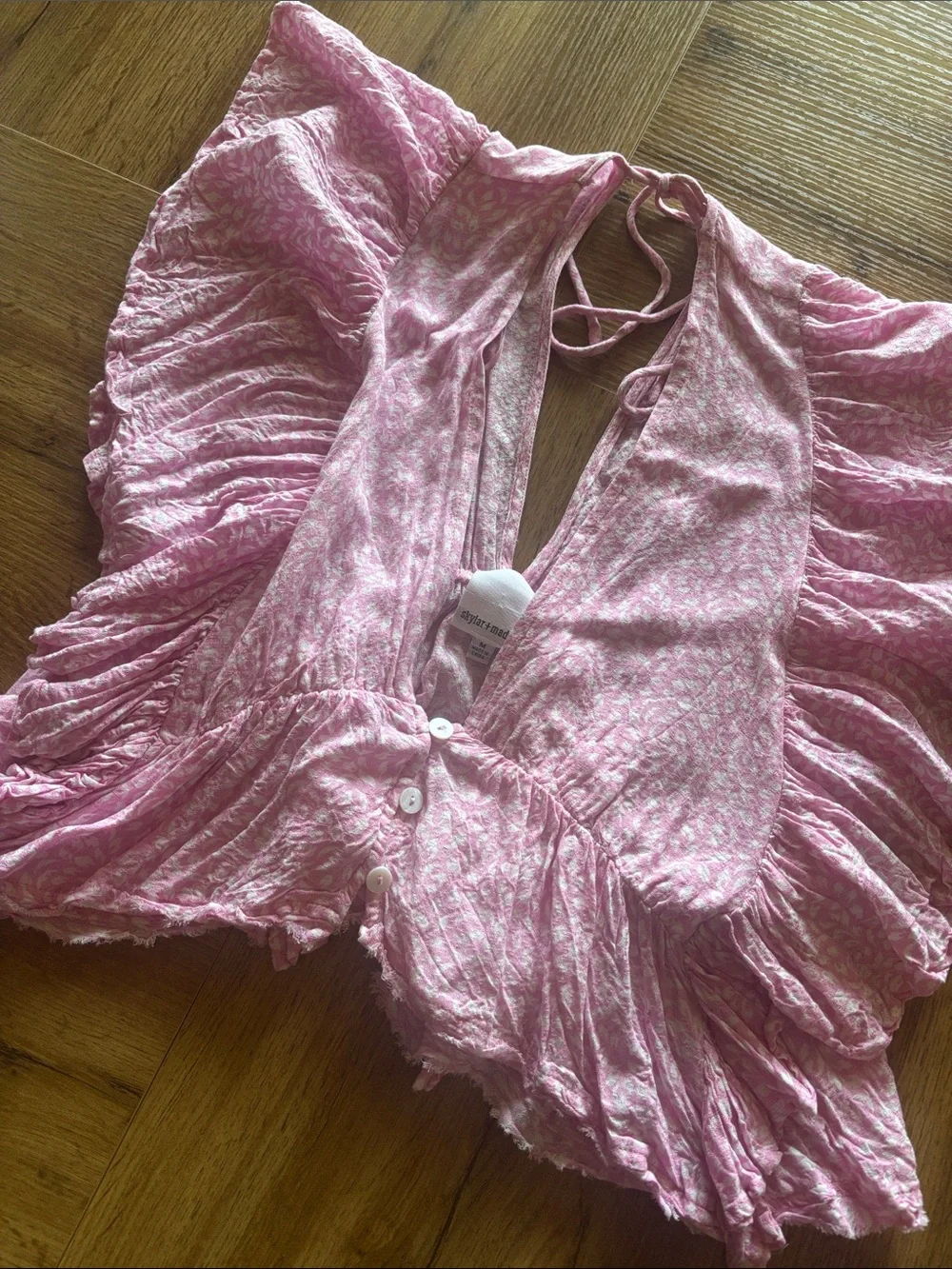 Pink Ruched Tie-Back Women's Intimate Top - Picture 1 of 2